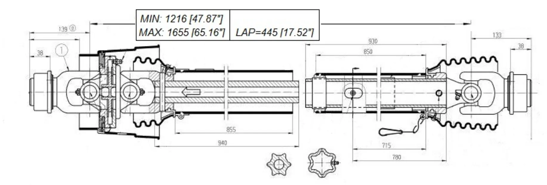 PTO Shaft for John Deere Flexwing Mower