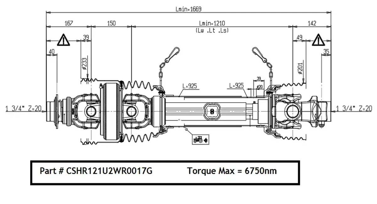 PTO Shaft for Schulte Batwing Mower