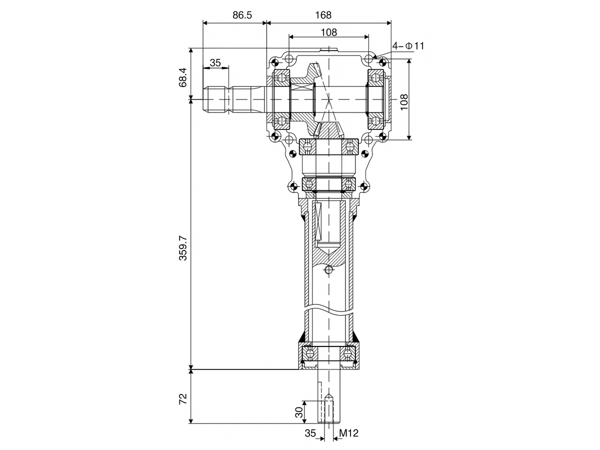 CMN-281-874 Fertilizer Spreader Gearbox Dimensions