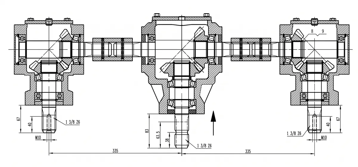 CMN-BGB9-BGB8 Fertilizer Spreader Gearbox Dimensions