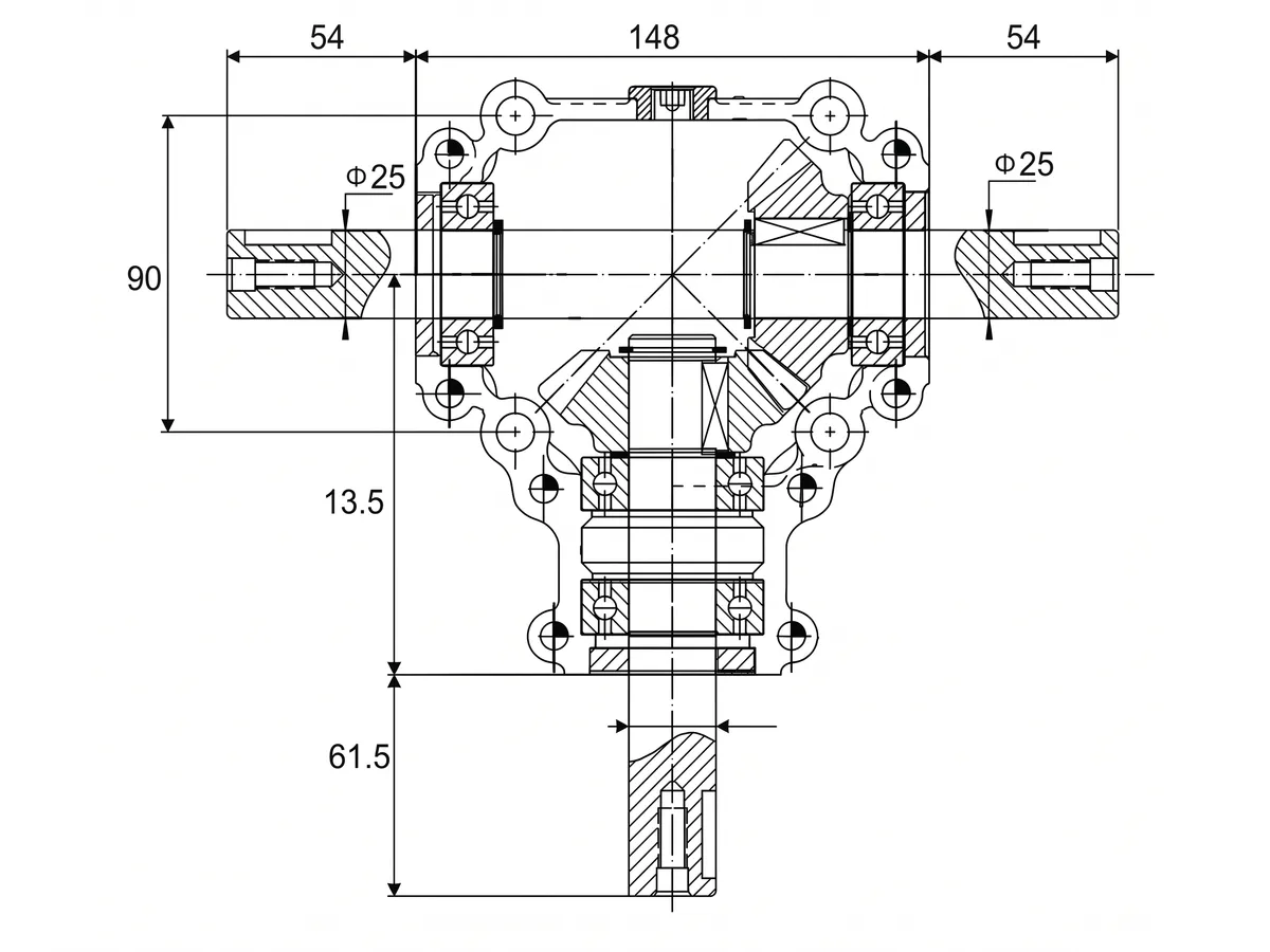 CMN-RV010 Fertilizer Spreader Gearbox Dimensions