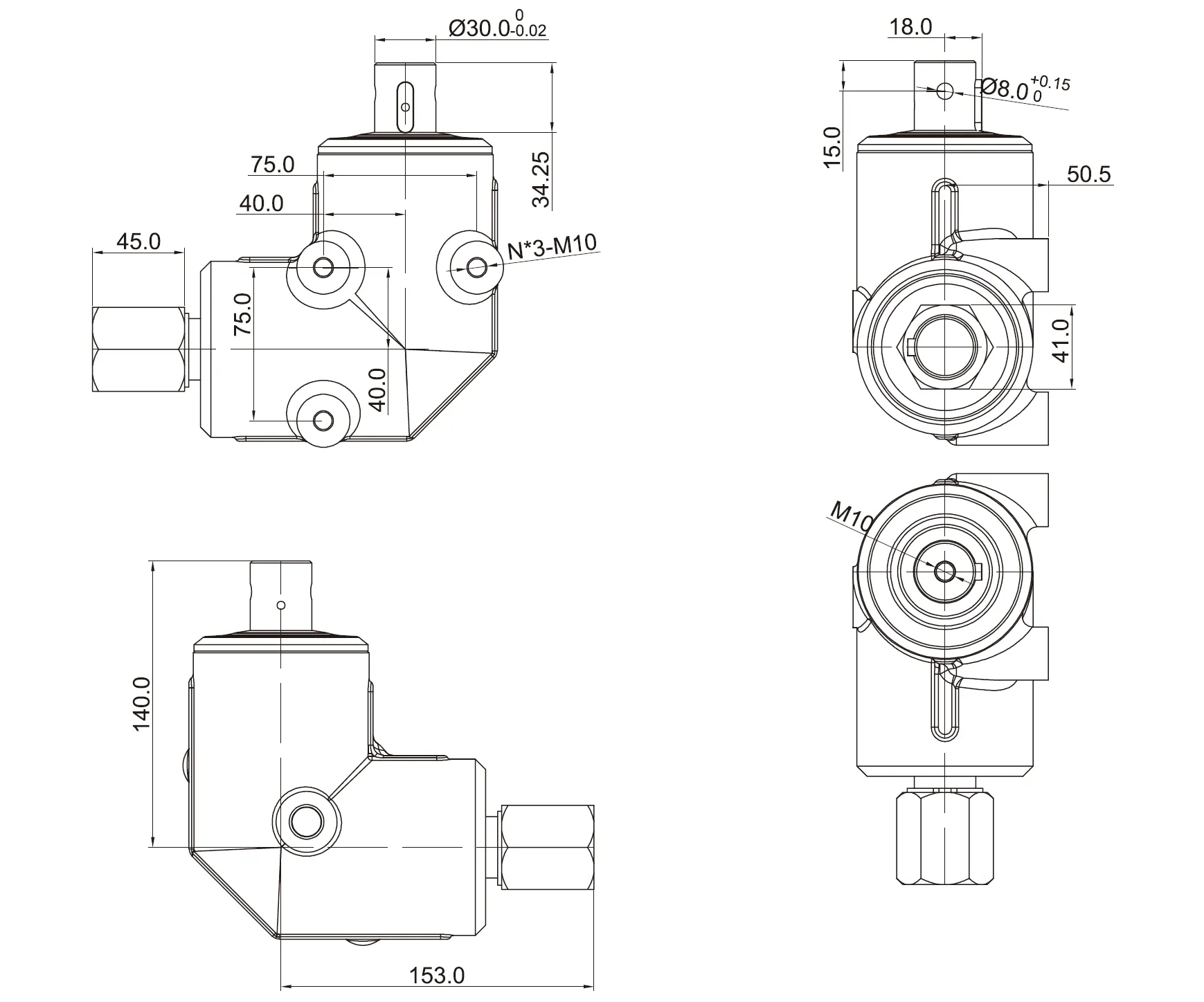 CMN-SF10 Fertilizer Spreader Gearbox Dimensions