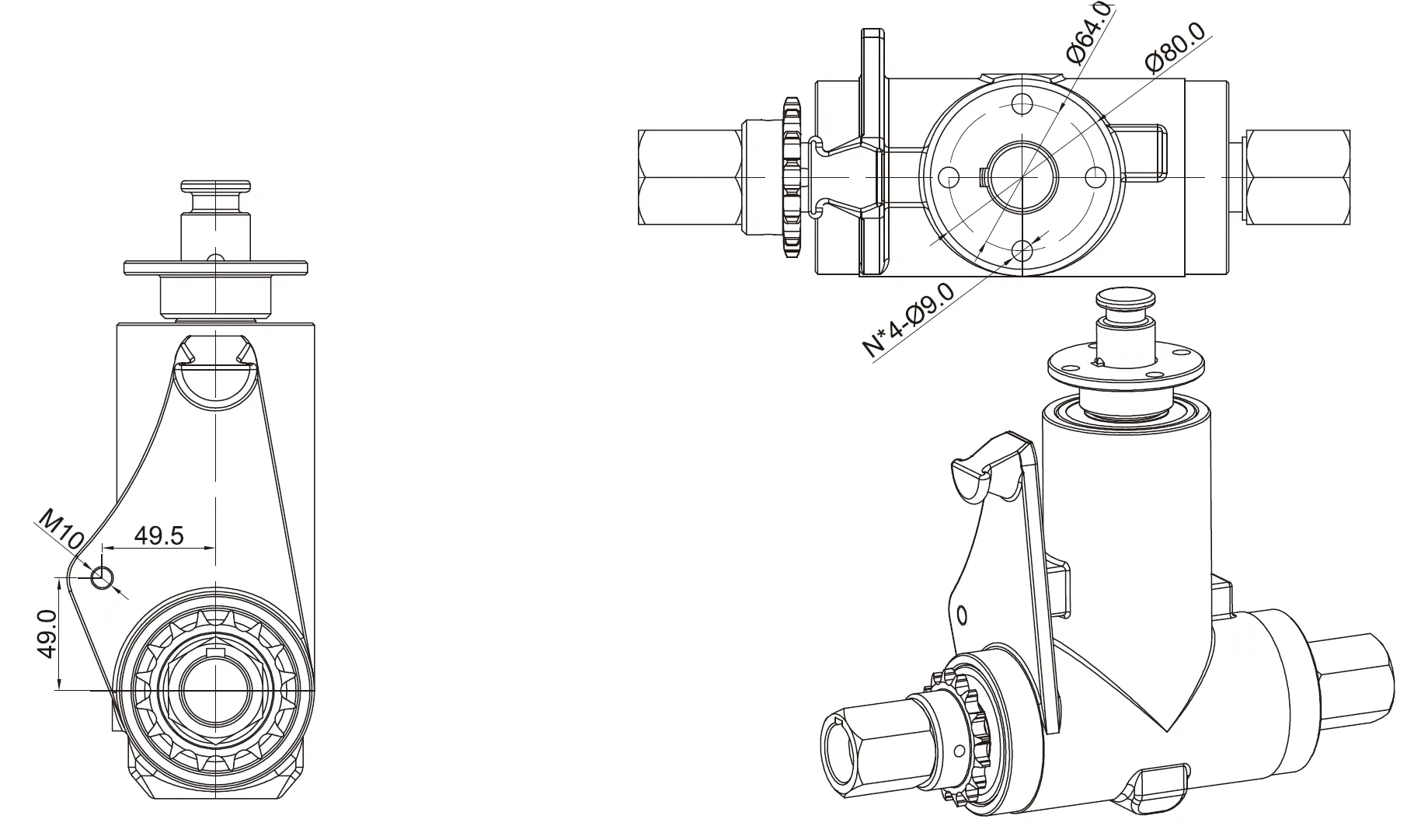 CMN-SF11 Fertilizer Spreader Gearbox Dimensions
