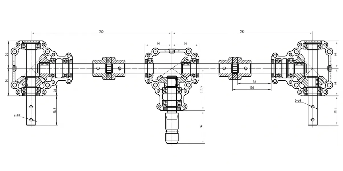 CMN-SLX-14375 Fertilizer Spreader Gearbox Dimensions