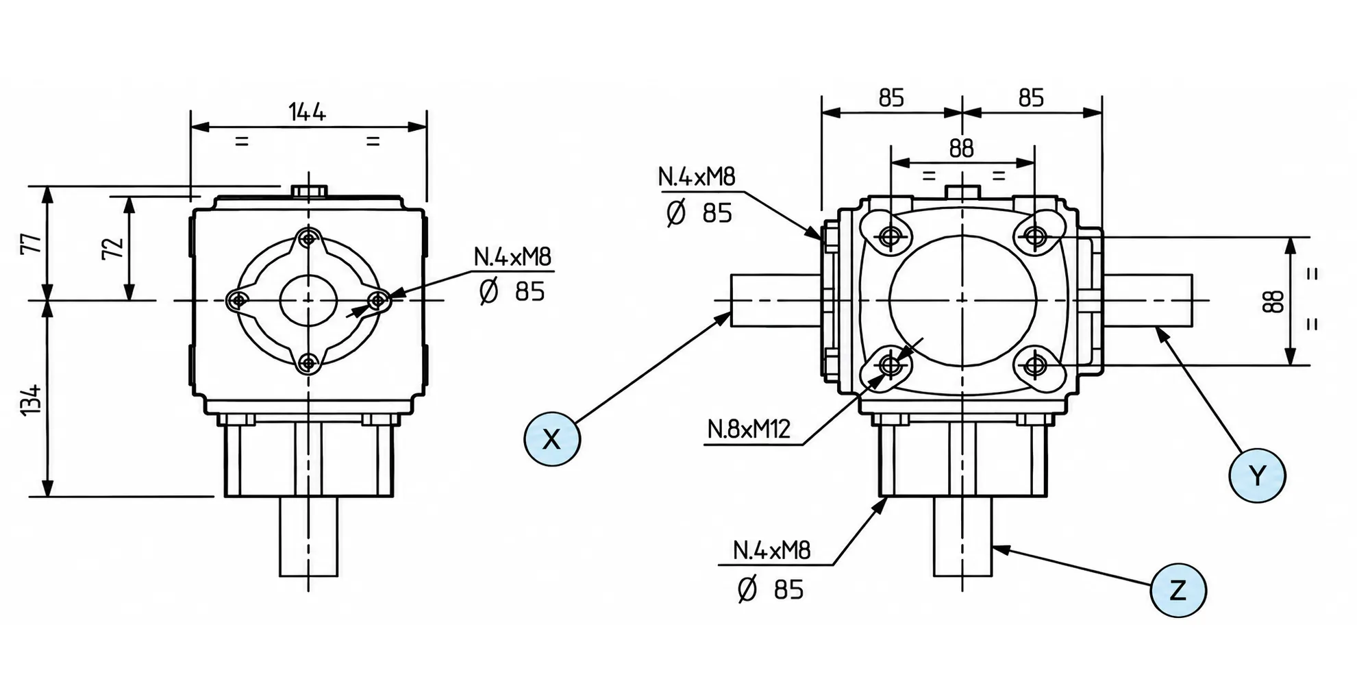 T-19A Rotary Tiller Gearbox Dimensions